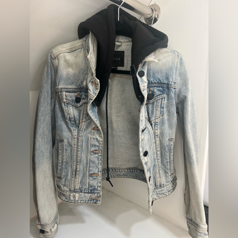 BLANK denim jacket with removable hood never worn size XS